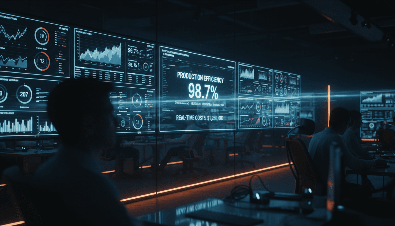 Manufacturing control center with multiple real-time monitoring displays