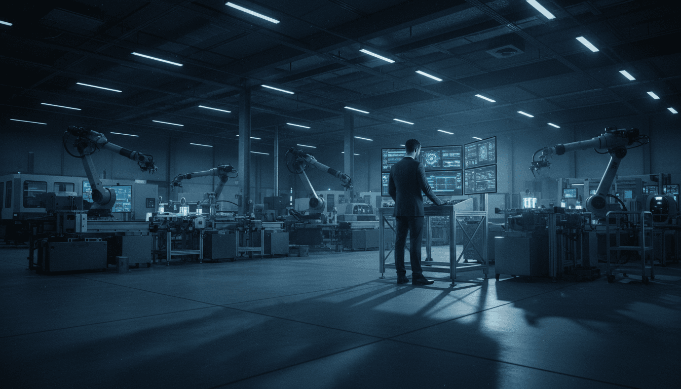 Manufacturing facility with executive reviewing operational data on control systems