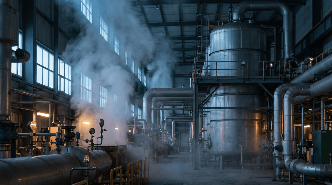 Manufacturing facility manager analyzing operational data on digital dashboard