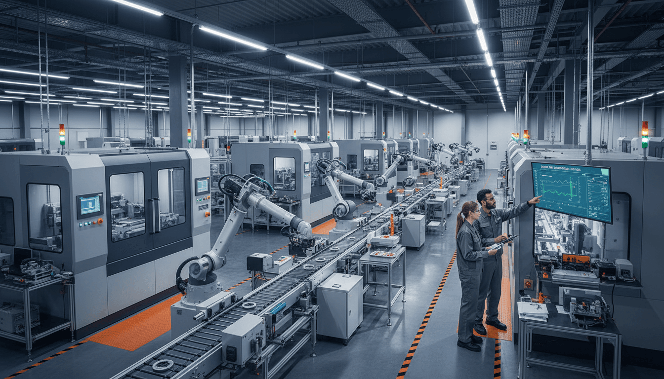 Manufacturing supervisor reviewing process workflow data